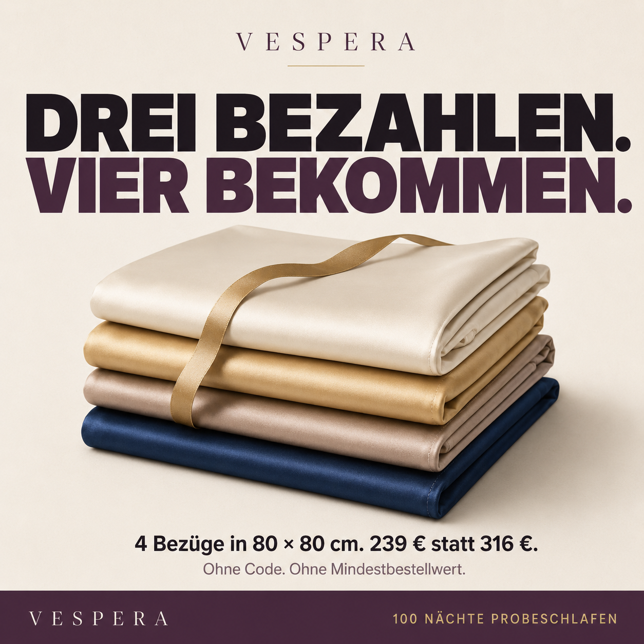 VESPERA Kissenbezug aus 100 % Seide