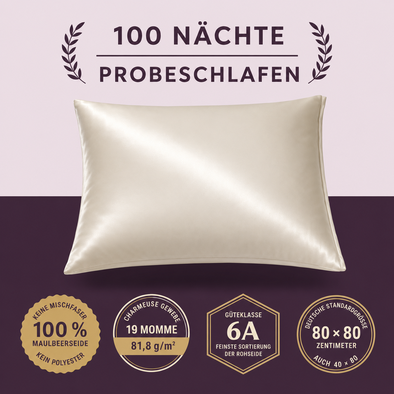 VESPERA Kissenbezug aus 100 % Seide
